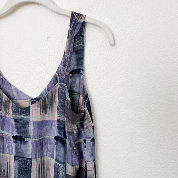 [CAbi] Quiz Top #4361 Purple Abstract Plaid Sleeveless V-Neck Blouse Sz Small S - Picture 4 of 11